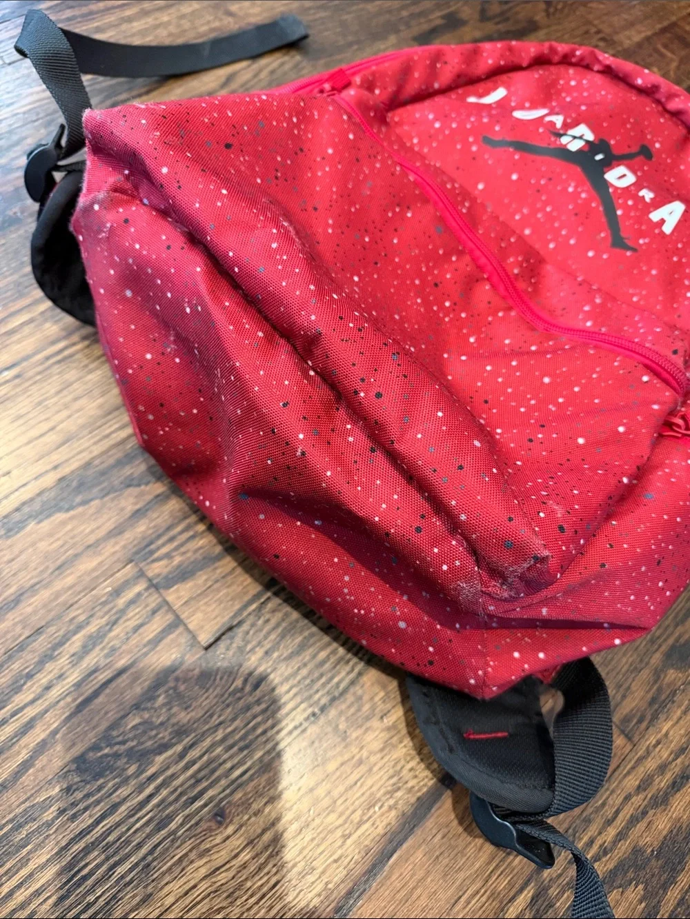 Jordan Red Speckled Kids Backpack with Black Jumpman